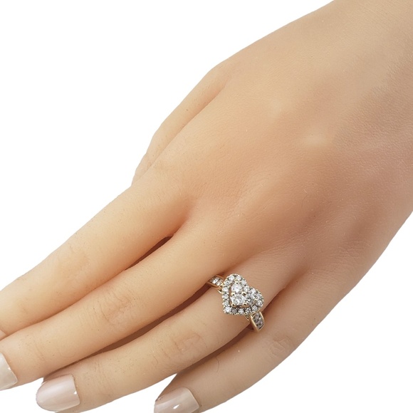 14 Karat Yellow Gold Diamond Heart Ring Size 6.25 #15699 - Picture 6 of 7
